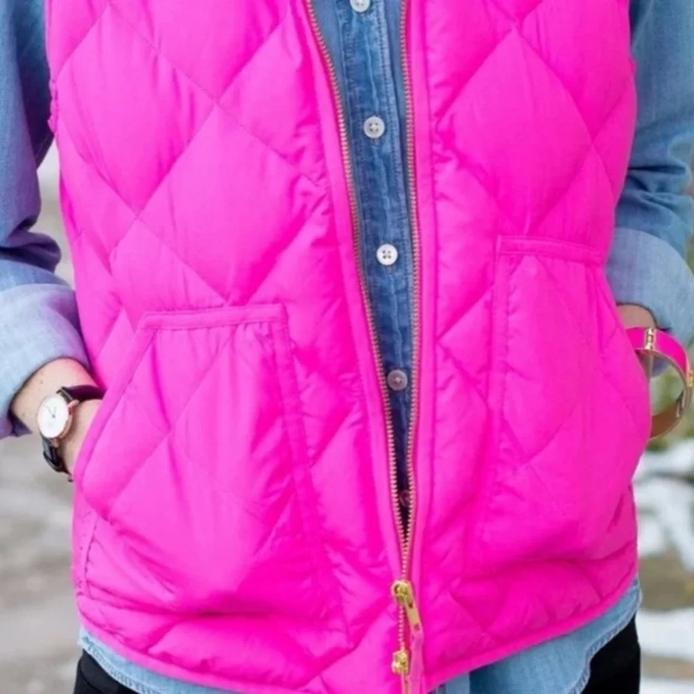 J. Crew Hot Pink Puffer Vest - Picture 3 of 8